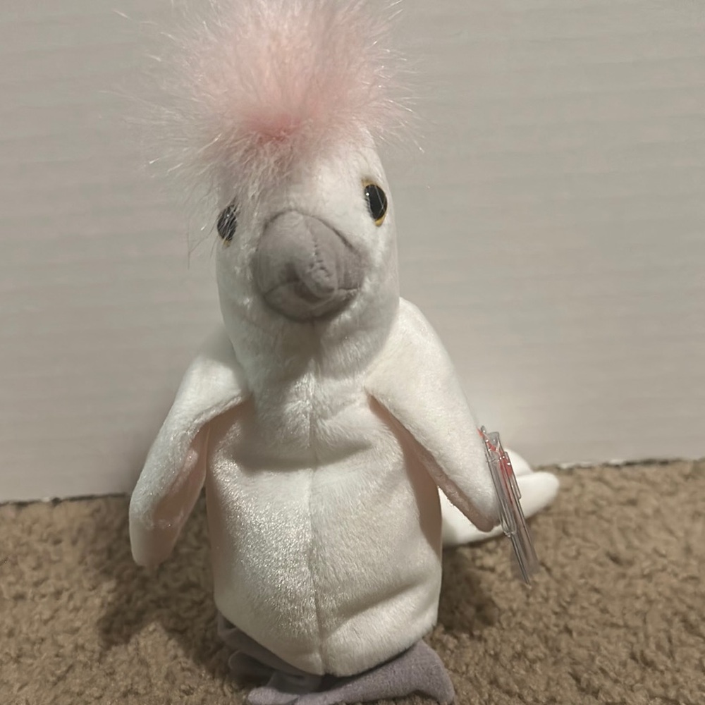 Plush Cockatoo Toy - White and Pink